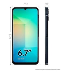Miniatura Celular Samsung Galaxy A06 Tela 6.7" 128GB 4G Processador Octa-Core, Câmera Traseira de 50MP Azul Escuro