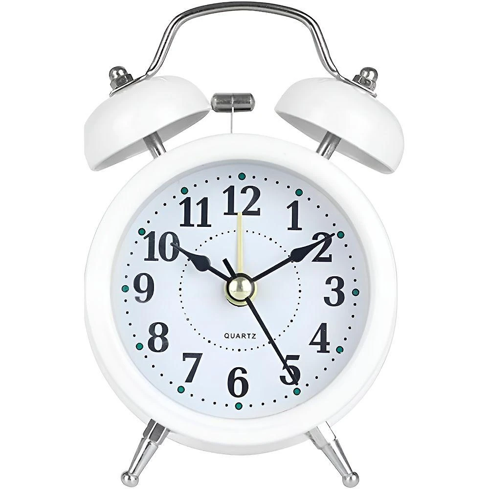 Relógio Despertador Analógico Vintage 2 Sinos GXM com Iluminação de Visor Branco