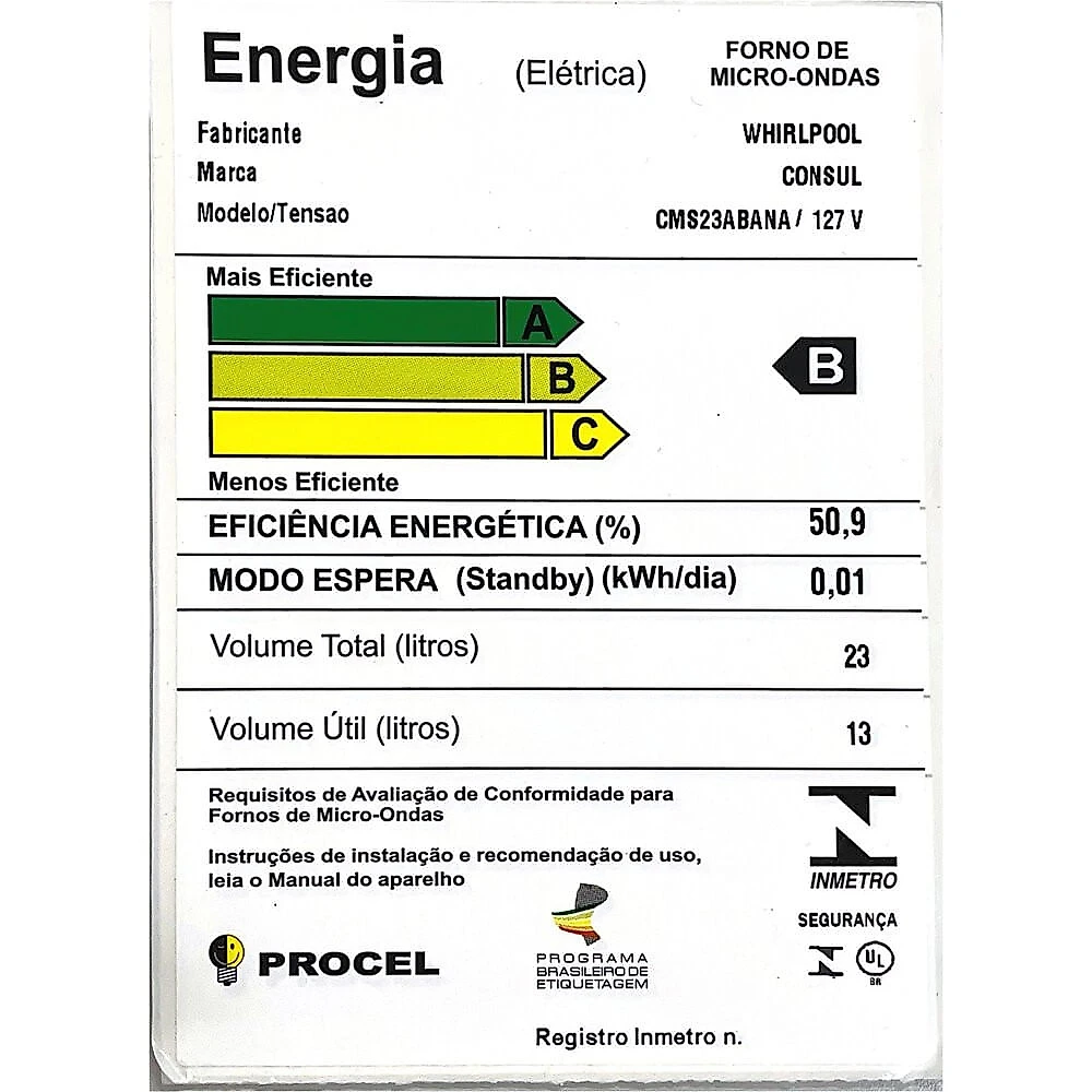 Micro-Ondas CMS23AB 23 Litros Branco Consul Branco - 110V
