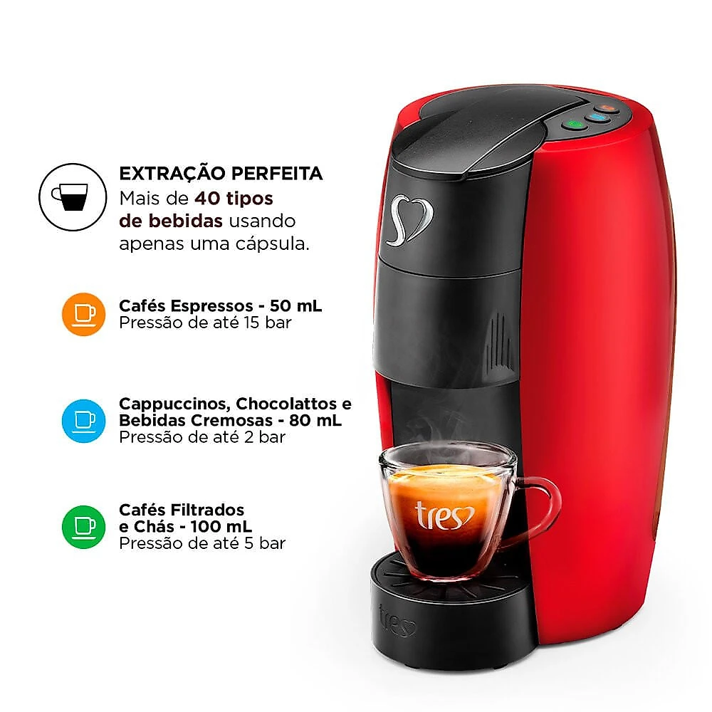 Cafeteira Espresso LOV TRES 3 Corações Vermelho - 110V