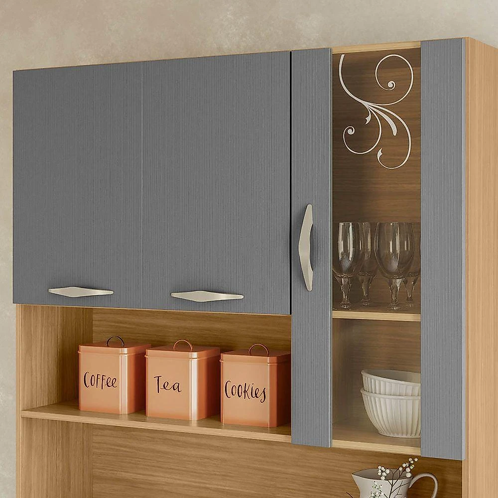 Armário Cozinha Compacta Golden Freijó/gris 6 Portas E 1 Gaveta - Kits Paraná
