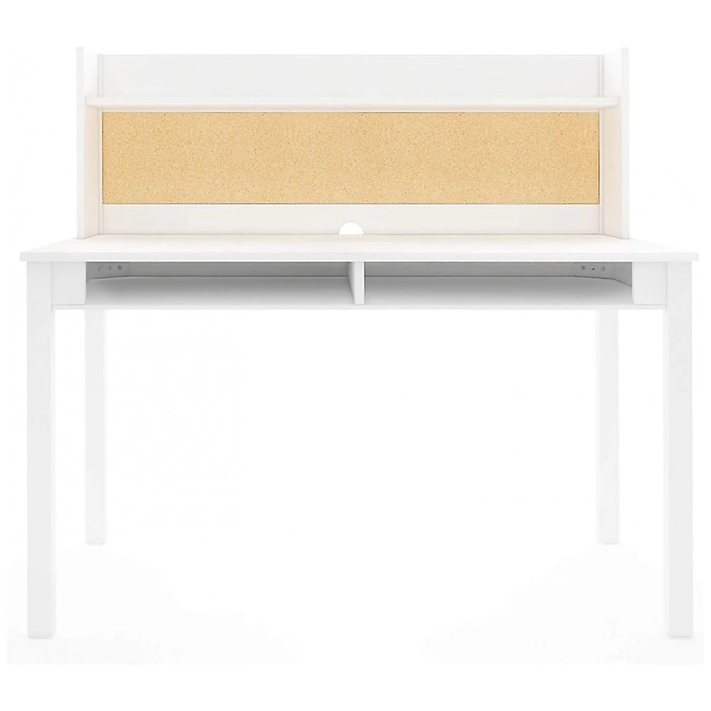 Mesa de Estudo Infantil Martha Stewart Guidecraft Branco Creme com Armário Superiores Cadeirinha Armazenamento Tampa de Cortiça 112x61x104cm