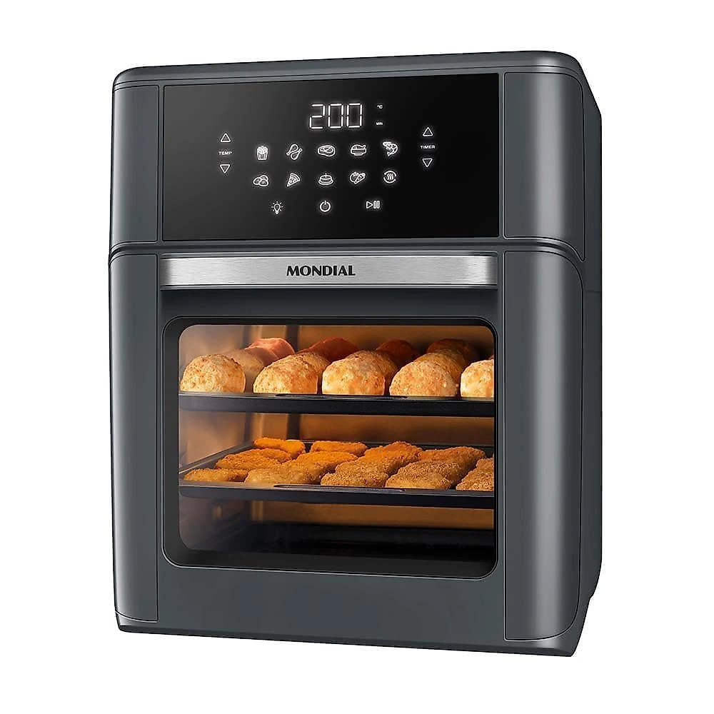 Fritadeira air fryer oven mondial afon-12l-fg 12l digital 2000w cinza 220