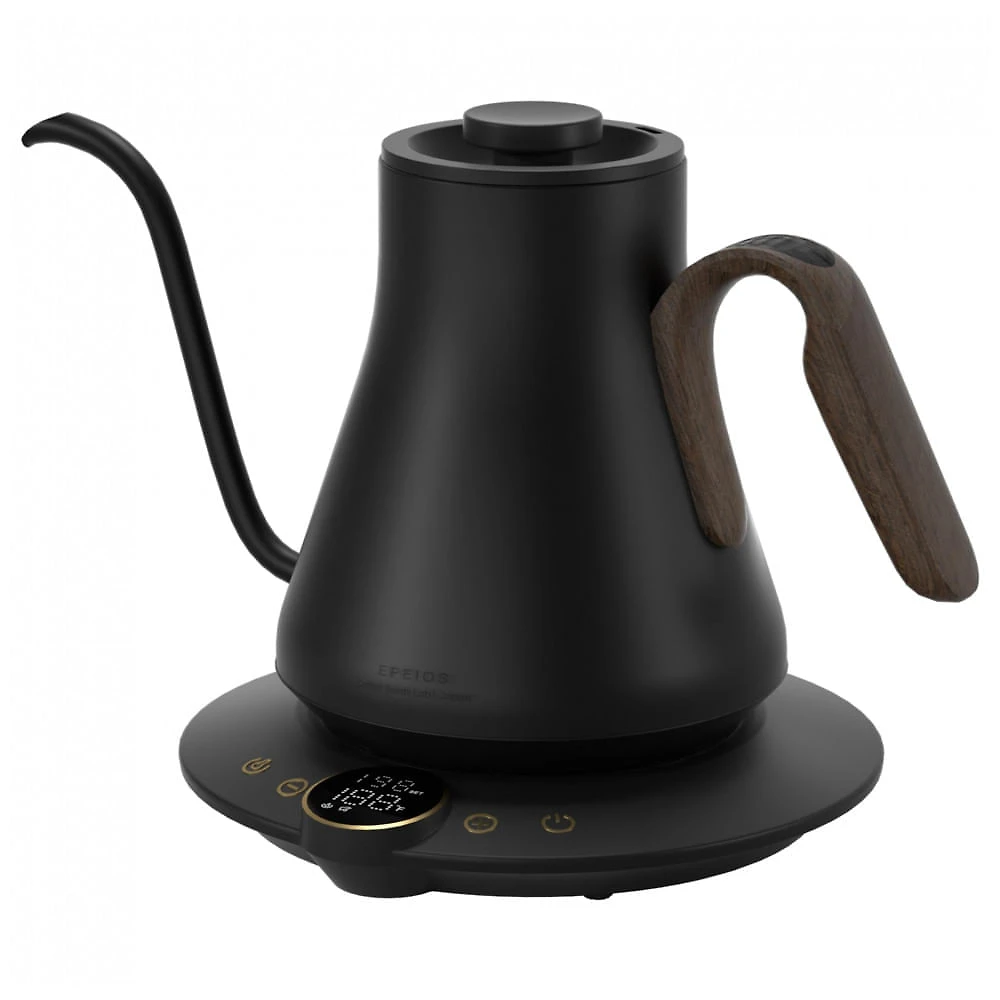 Chaleira elétrica Cocinare FLOW B9 Goya Walnut 0,9L bico pescoço de ganso controle de temperatura 1500W 110V