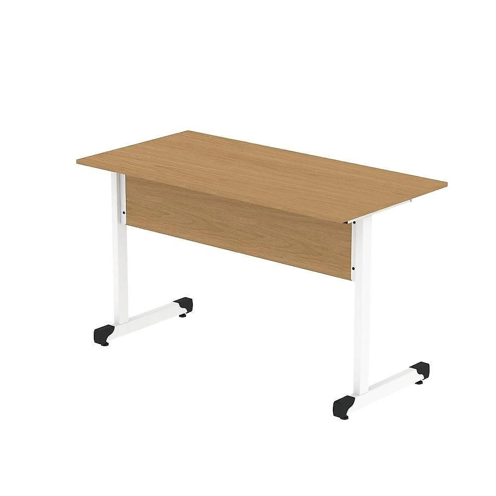 Mesa De Escritório Reta 150cm Com Pé Tubular Em Aço Linha P15 Samba-branco