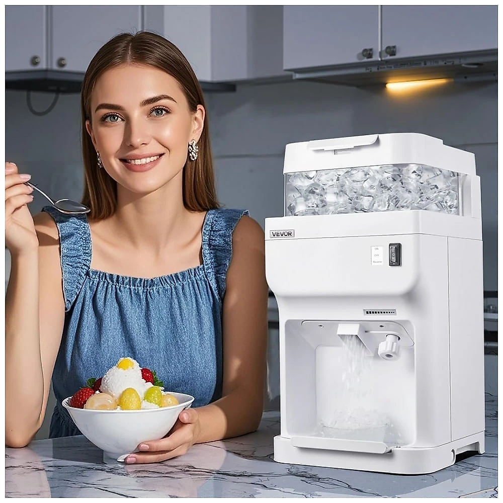 Máquina de Raspadinha VEVOR WF-B177 Branca 100 kg/h 350W Caixa de Gelo 8L 110V