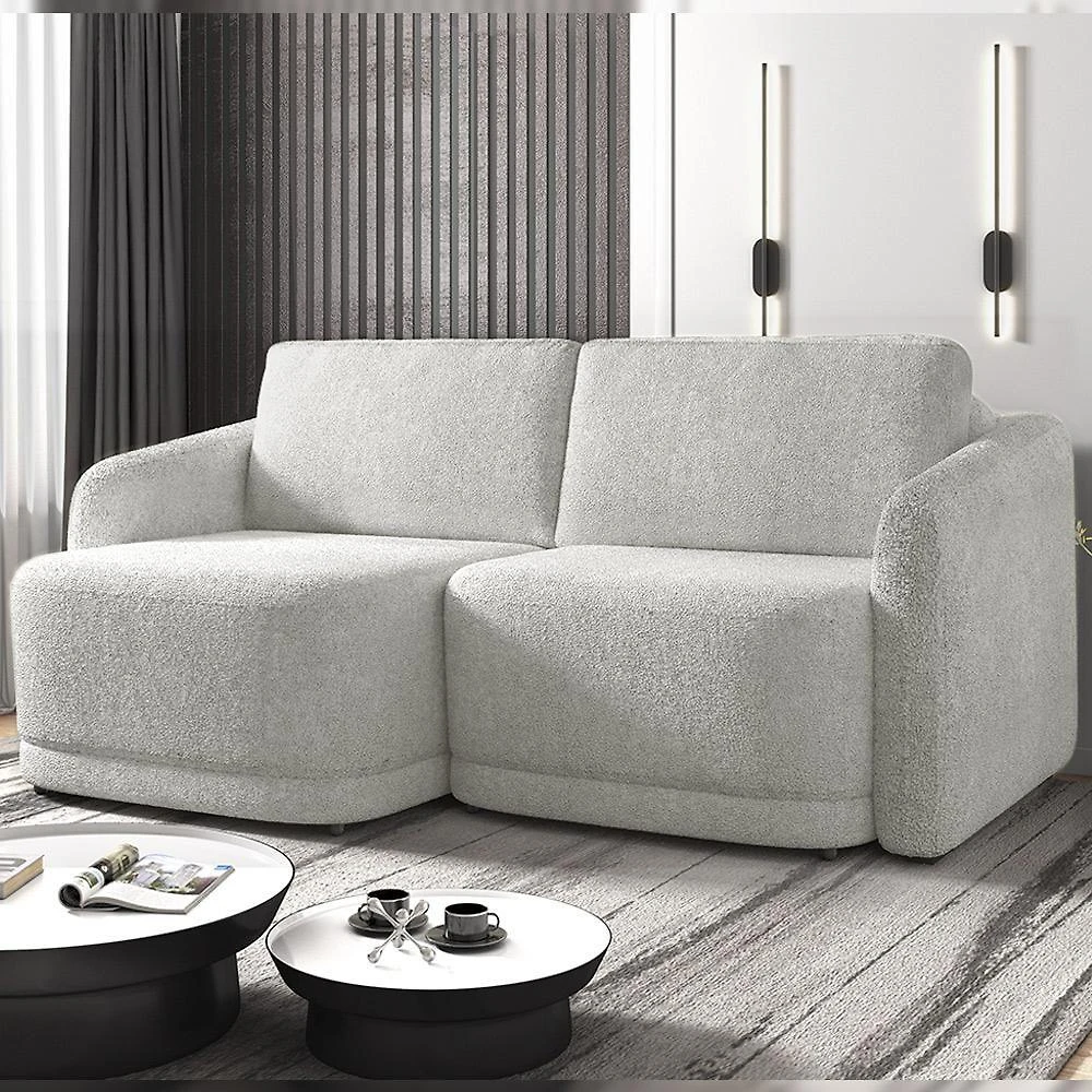 Sofá Cama Varsóvia 3 Lugares Retrátil e Reclinável 176cm Cinza Bouclê Gran Belo
