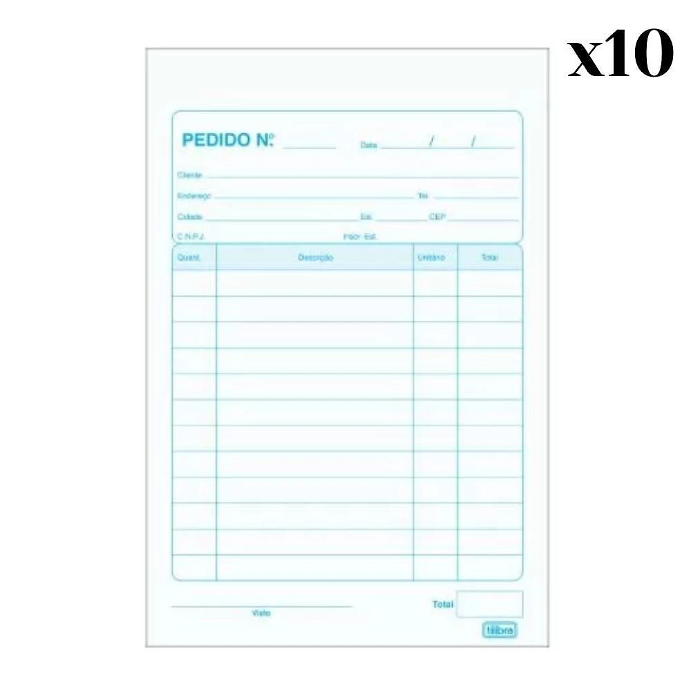 Talão De Pedido 1-32 Pequeno 40x2 Vias 80 Folhas Tilibra Com 10 Unidades