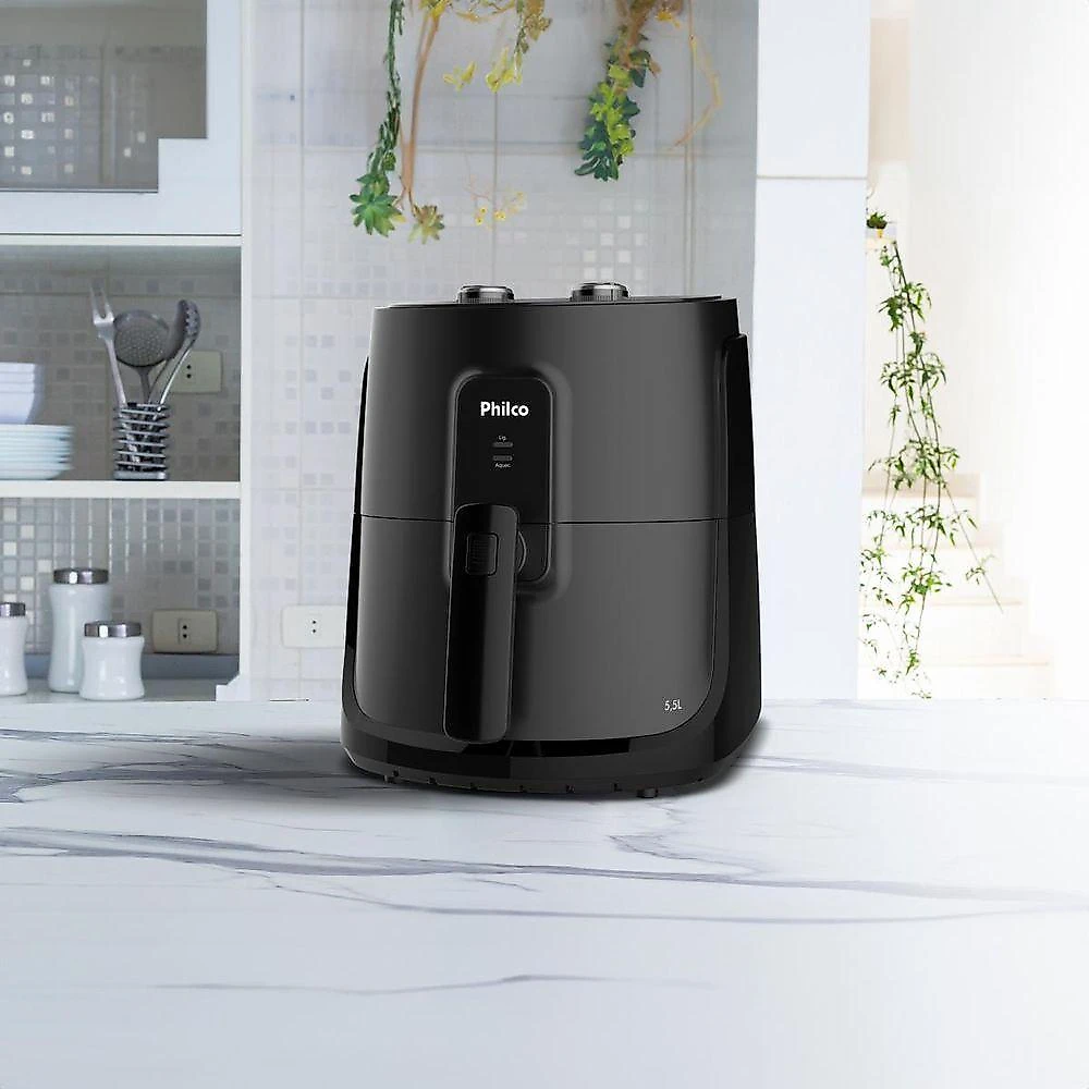 Fritadeira air fryer philco paf55b 5,5l 1500w preto 220v com timer e cesto removível