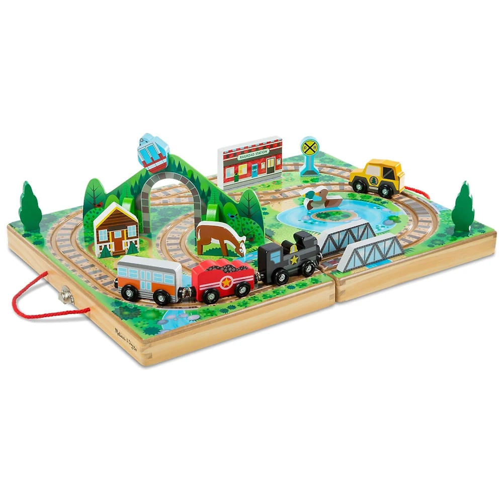 Maleta Interativa de Trenzinhos em Madeira com 17 Peças para Crianças Acima de 3 Anos, Melissa & Doug