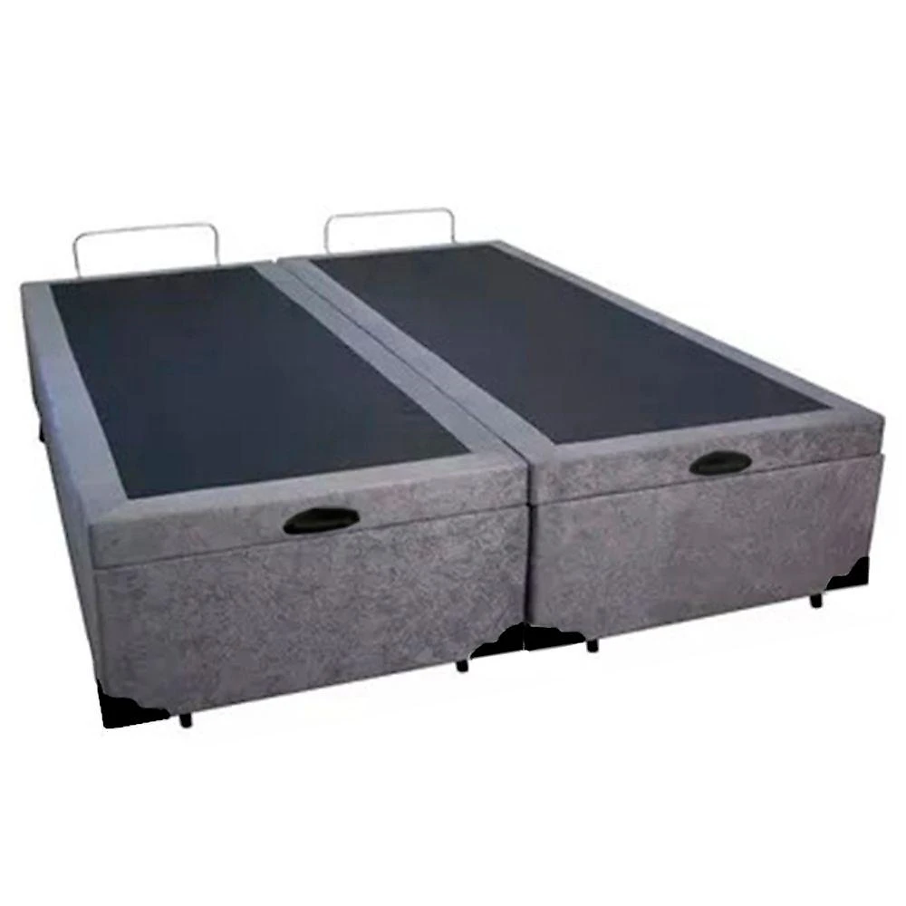 Cama Box Baú Queen Bipartido Suede Mega Cama Cinza 158x198x45cm