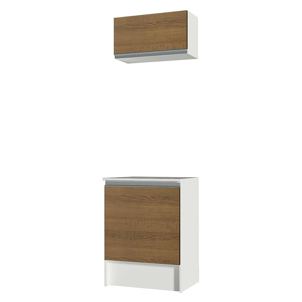 Kit Área de Serviço Madesa Topazio 60 cm com Armário e Balcão - Branco/Rustic Branco/Rustic