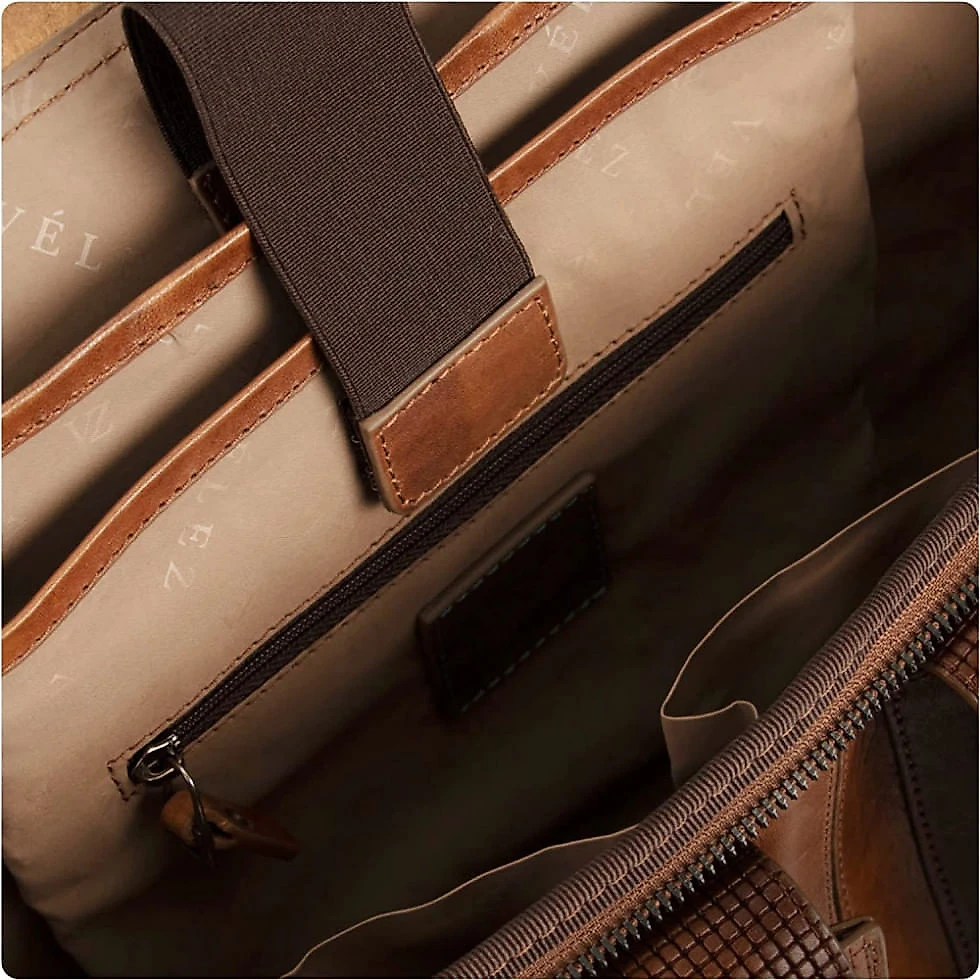 Bolsa Maleta VELEZ de Couro Masculina para Laptop , Marrom