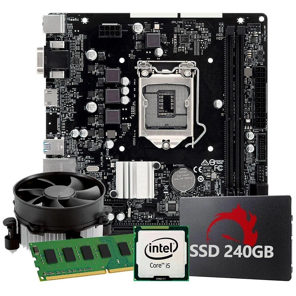 Kit Upgrade de Computador Intel Core I5 9a Geração com Placa-Mãe H310 8GB DDR4 e SSD 240GB