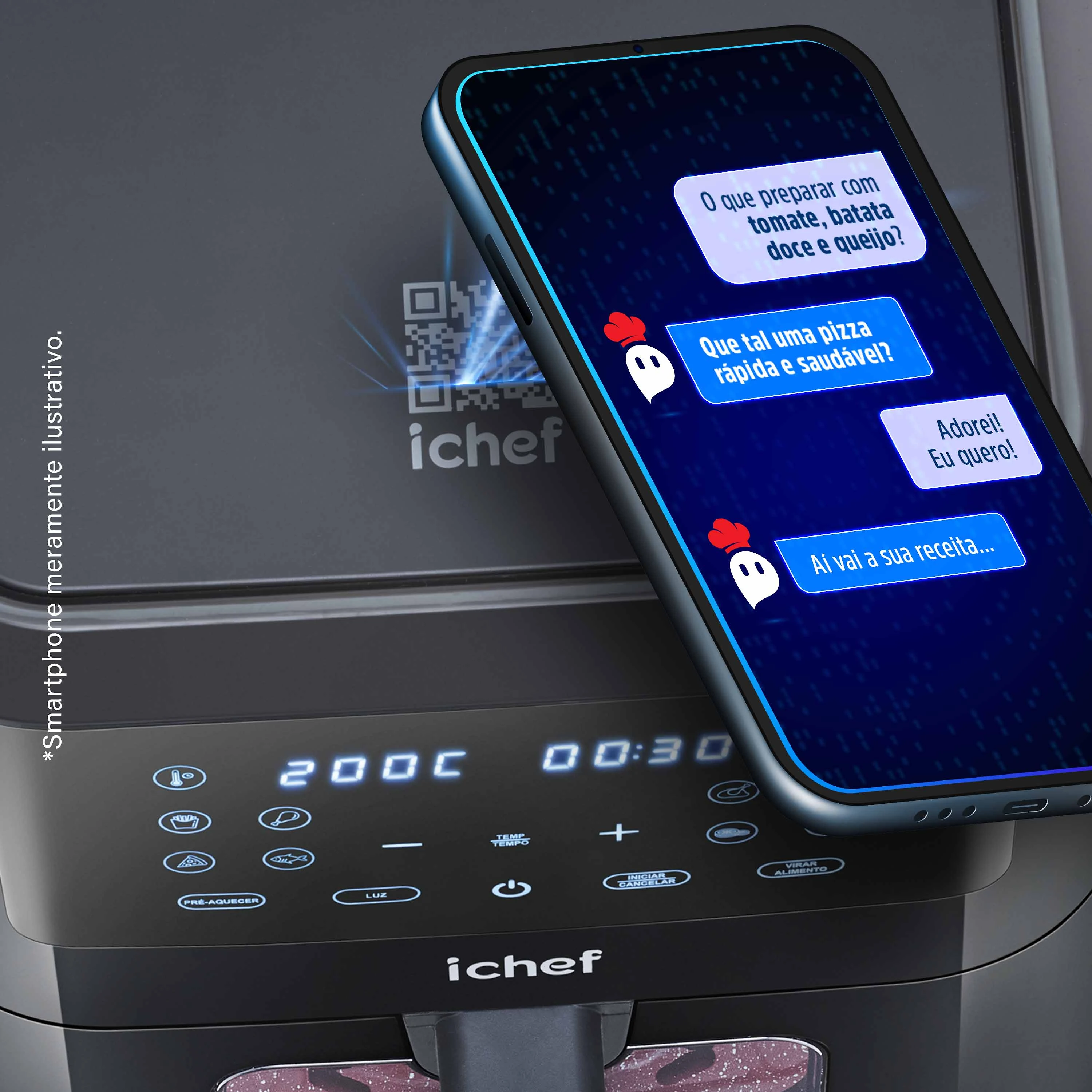 Miniatura Fritadeira Elétrica Airfryer Ichef Smart Vision 6L | 127V