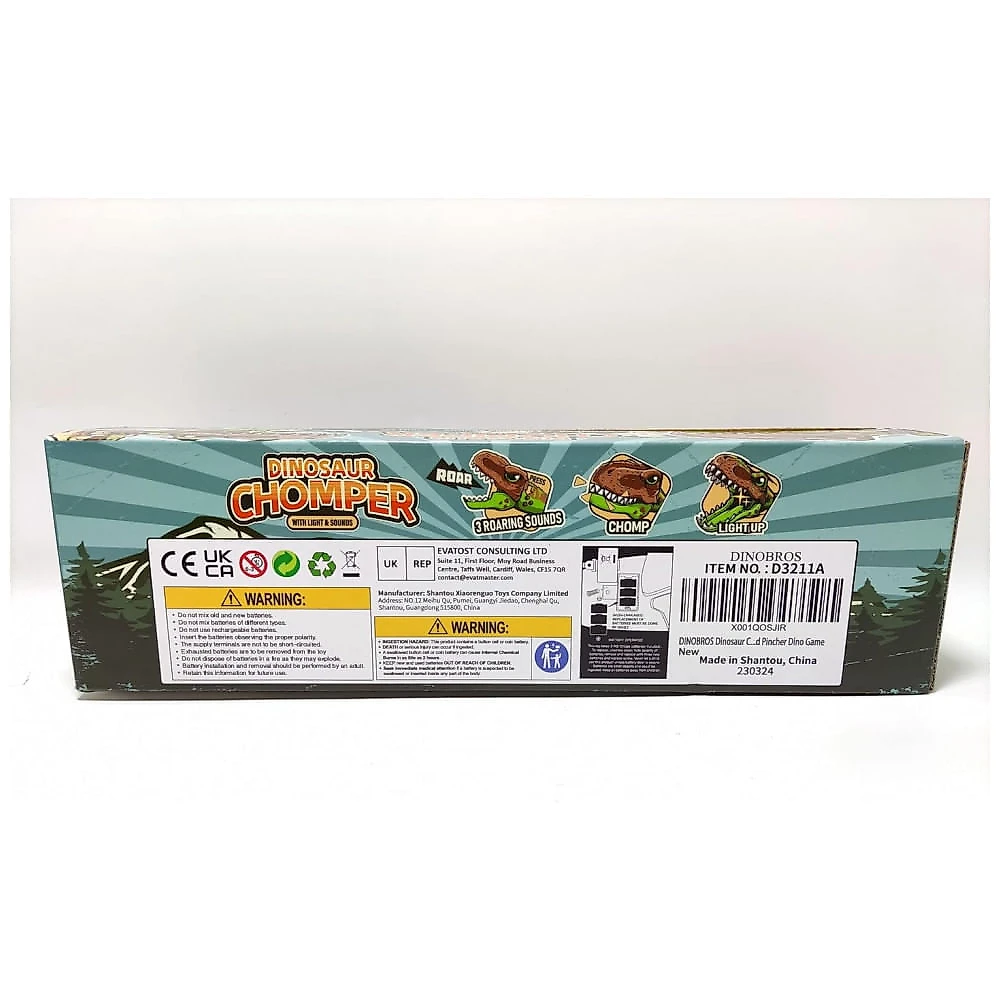 Brinquedo DINOBROS Dinossauro Chomper para Crianças com 3 Sons de Rugido e Luz Garra Agarradora de Dinossauros Jurássicos Braço Robô TRex