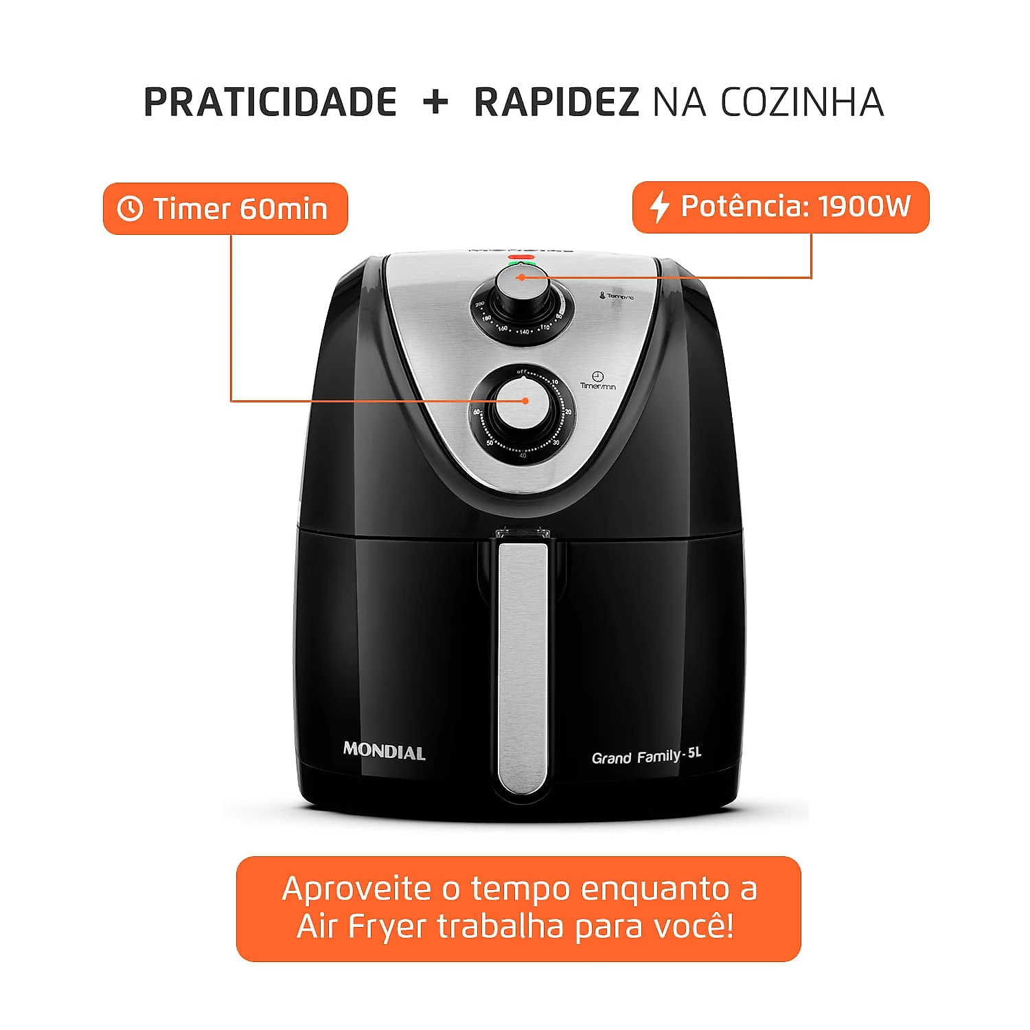 Fritadeira Air Fryer 5 Litros AFN-50-BI Mondial 127V