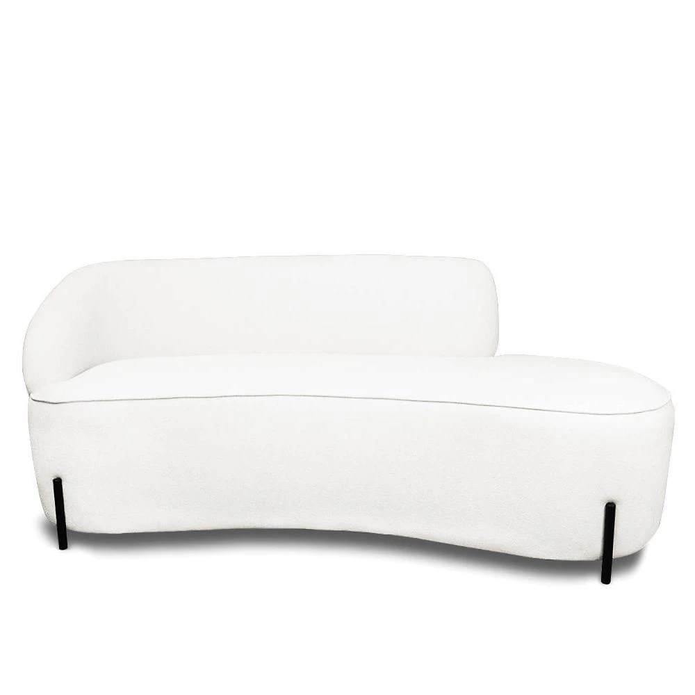 Sofá 3 Lugares Orgânico 180cm Pé Ferro Pto Morgan Bouclê L01 - D'rossi Cor Off White