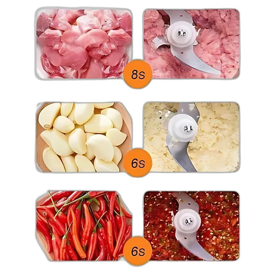 Miniatura Multiprocessador Alimentos Elétrico 110V Triturador Prateado