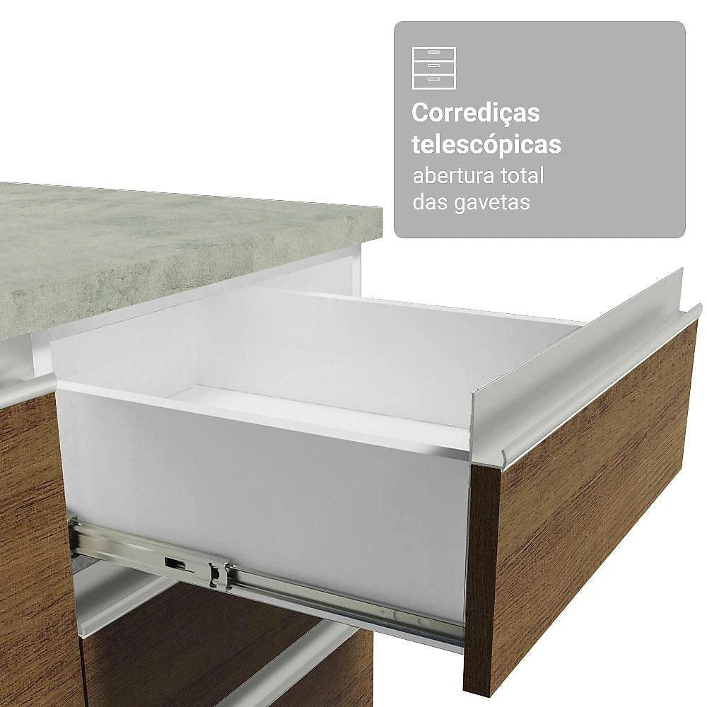 Armário de cozinha completa 549cm glamy madesa 01 branco