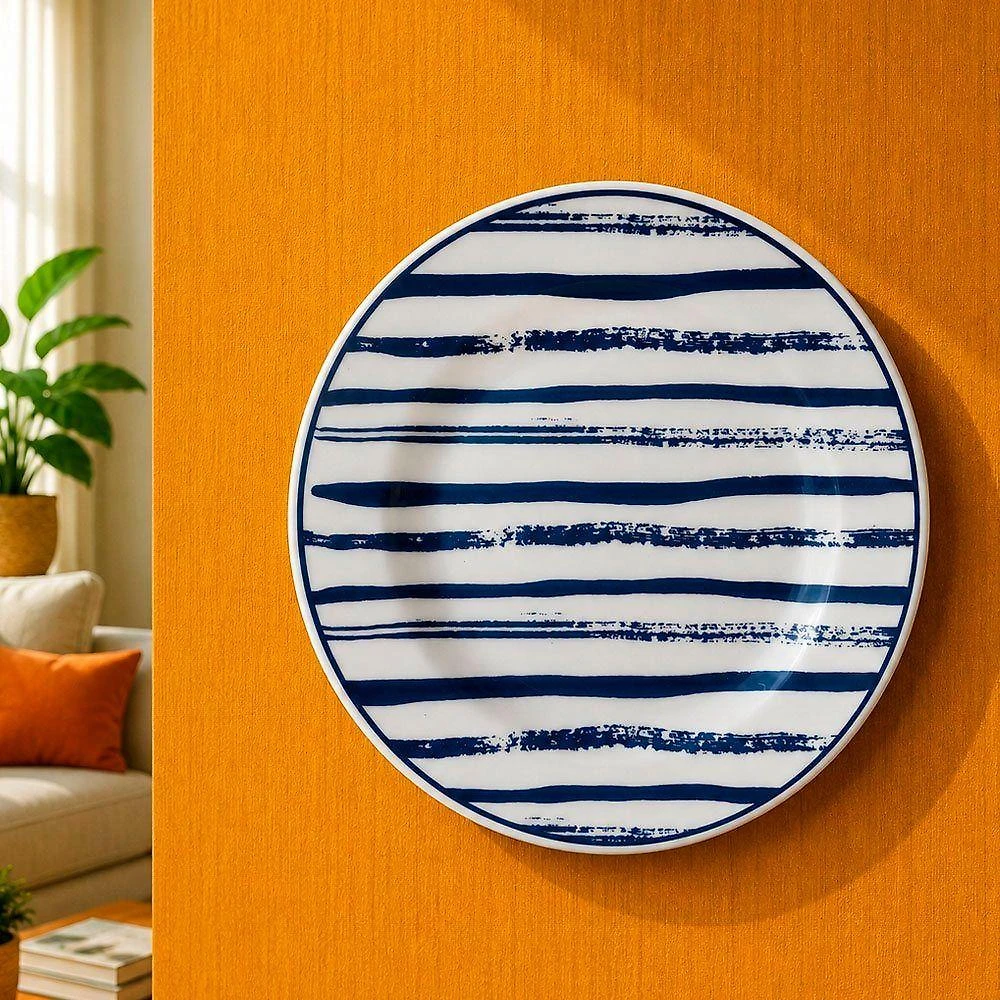 Prato Decorativo Raso Parede Margaridas 25cm Cerâmica Branco