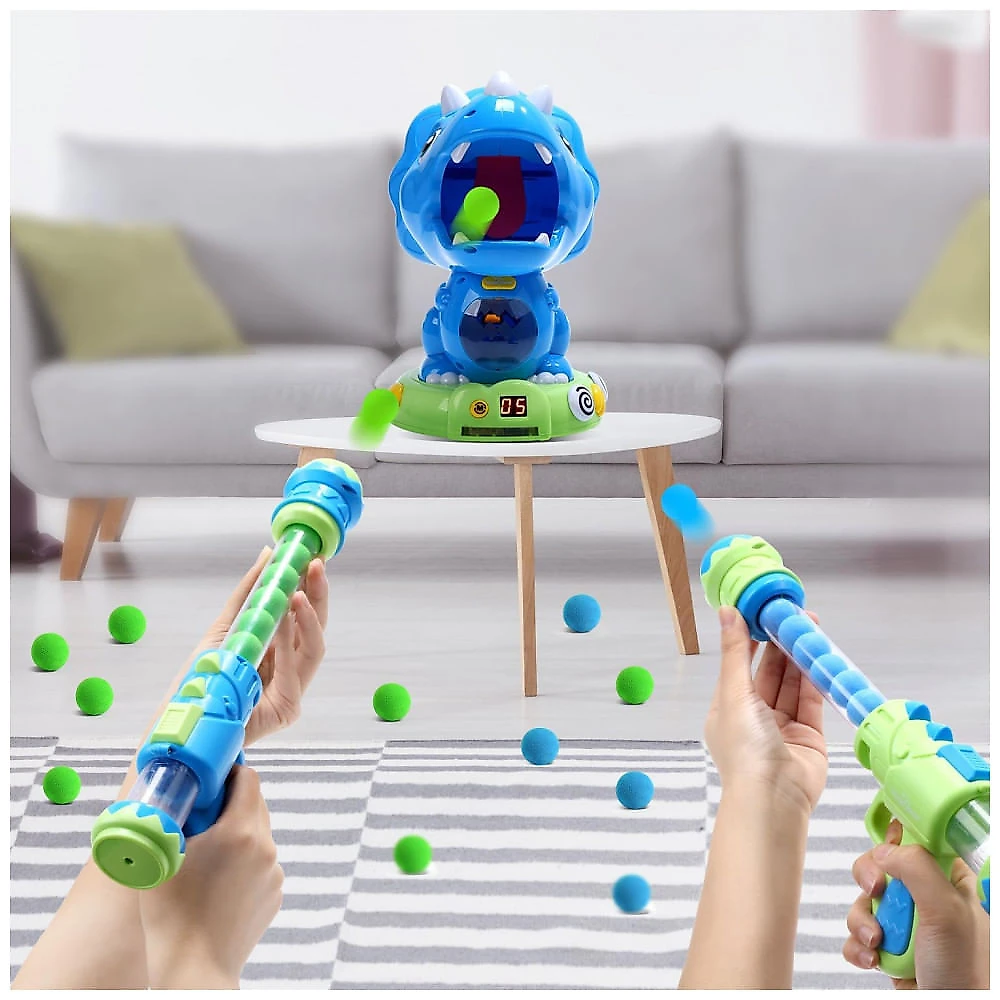 EagleStone Brinquedo Dinossauro Triceratops Móvel com Tiro e Placar LCD - Diversão e Coordenação para Crianças