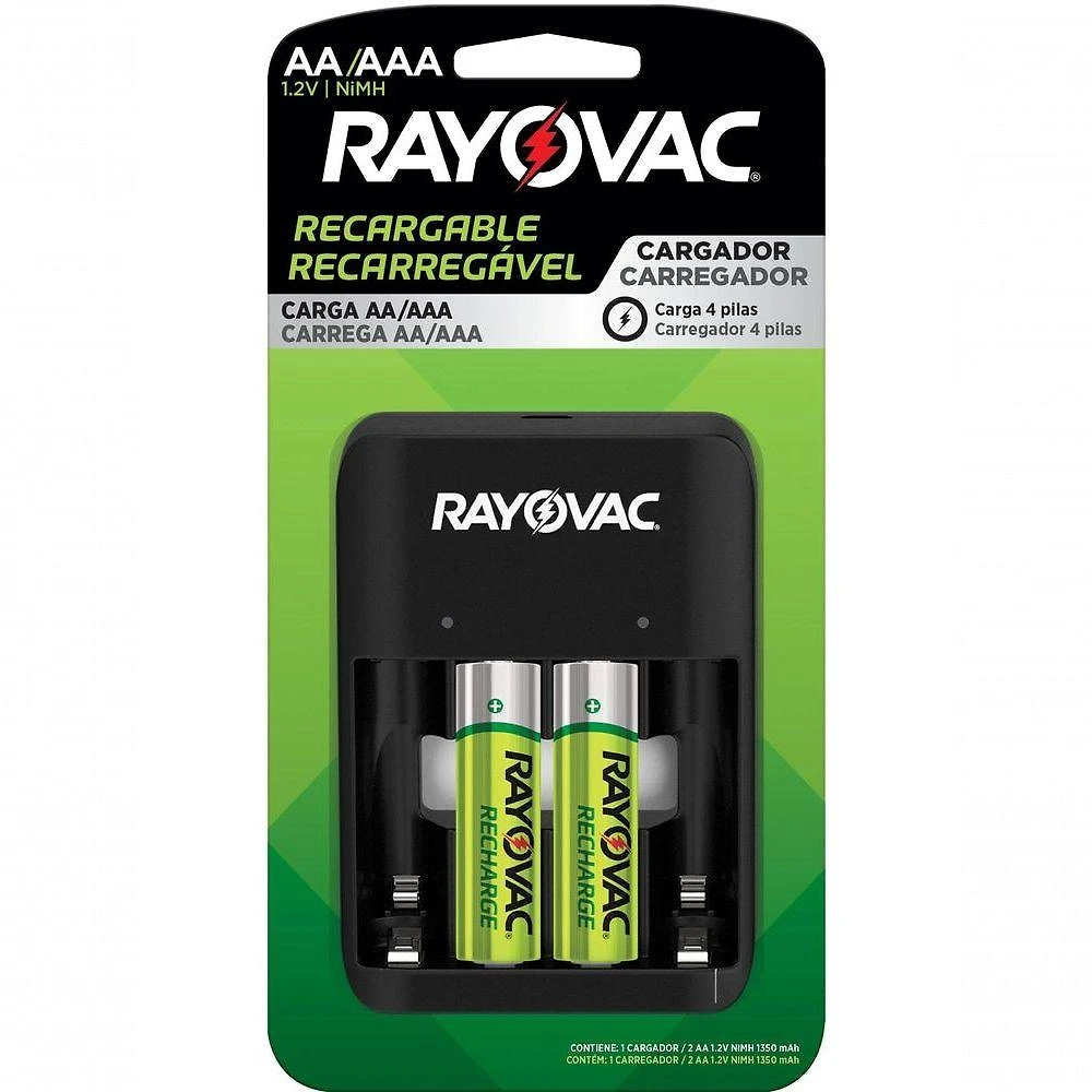Carregador de Pilhas Rayovac Sm-4 Aa-aaa Usb Nimh com Indicador Led