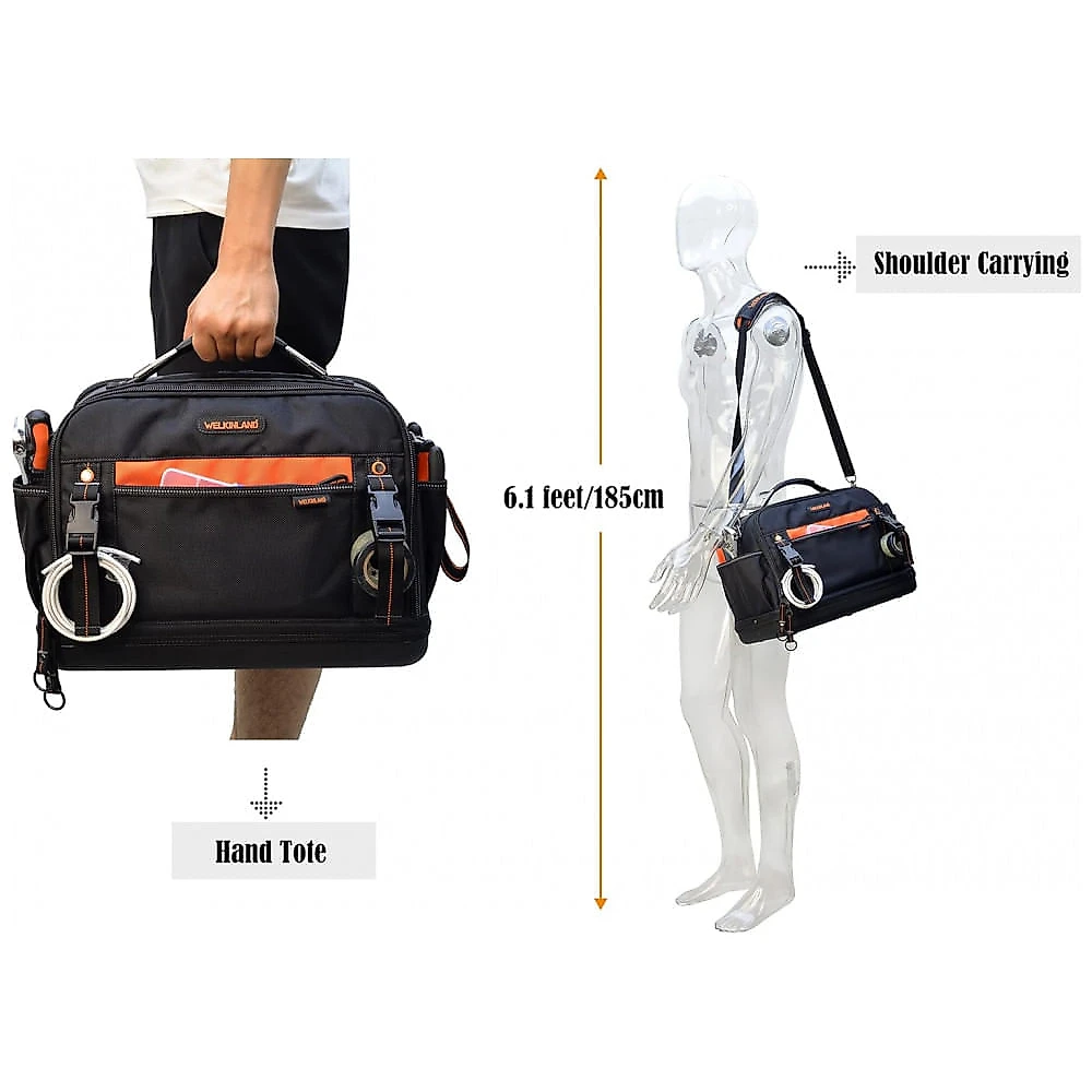 Bolsa de Ferramentas Organizadora com 42 Compartimentos, WELKINLAND WO21047, Preto