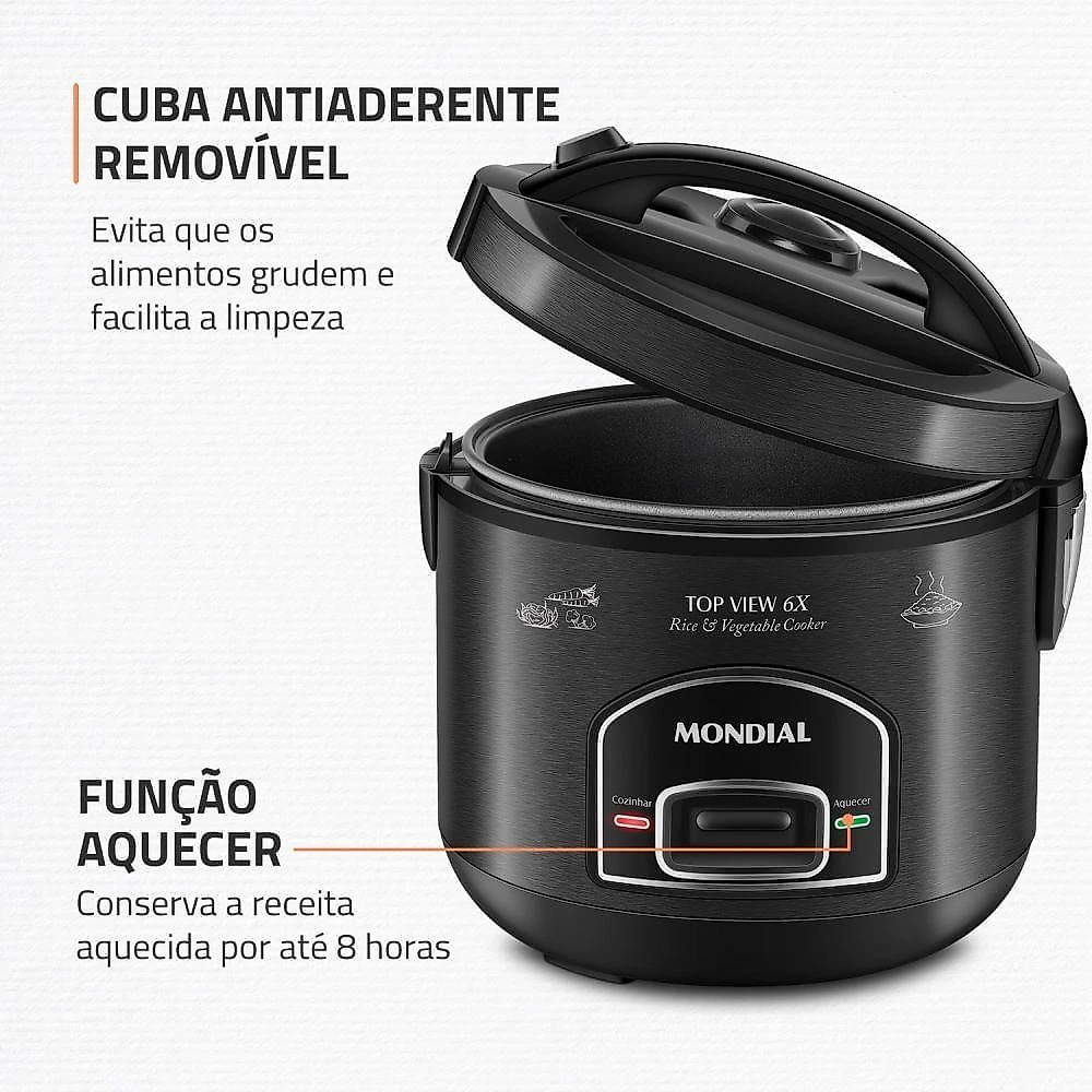 Panela Elética Top View 6x Mondial Black Inox 500W PE-30-6X 220V