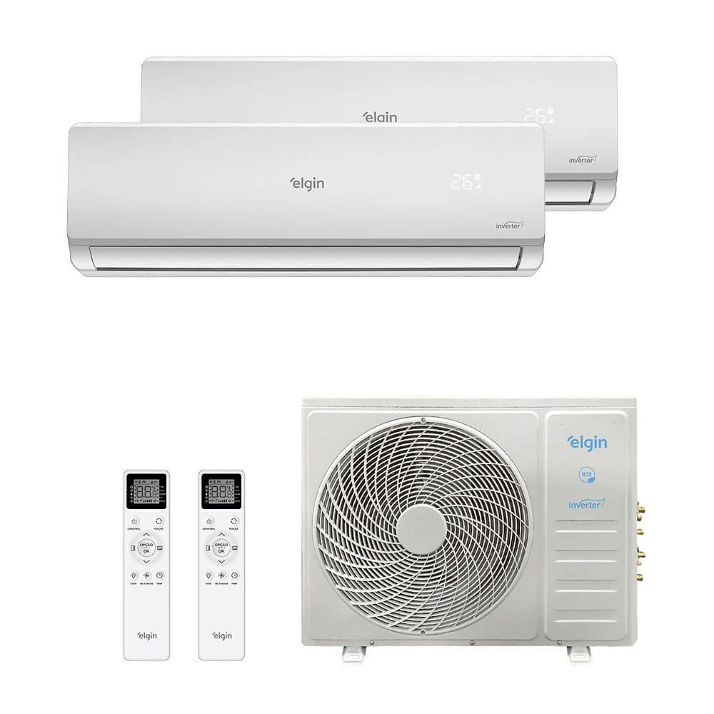 Ar Condicionado Bi Split Elgin Inverter 18.000 Btus (Hi Wall 9.000 + Hi Wall 9.000) Quente E Frio R-32 220V