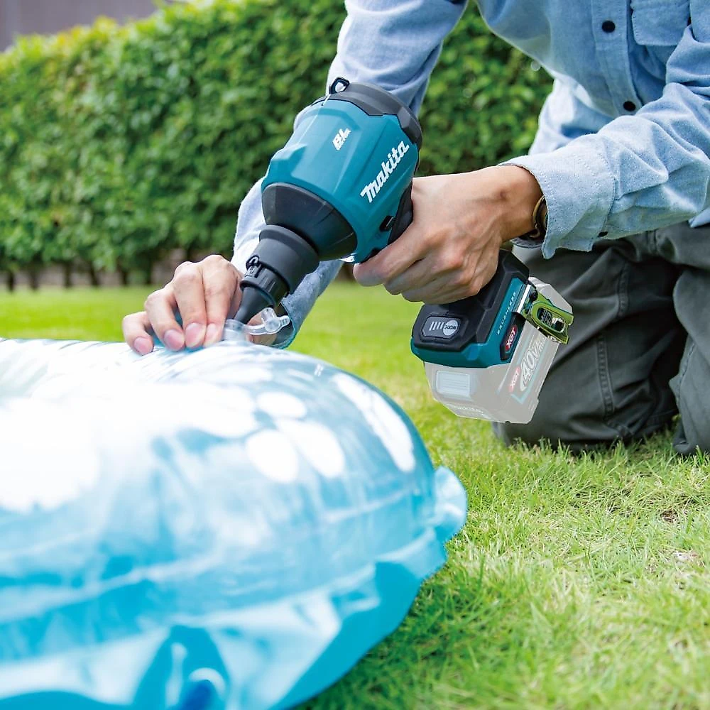 Soprador inflador colchão piscina balão boia sem fio 40v max com bocais iluminação as001gz makita
