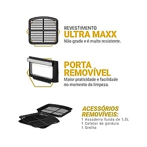 Fritadeira Elétrica Air Fryer Philco Oven PAF11B 11L Porta Removível - Preta 110V