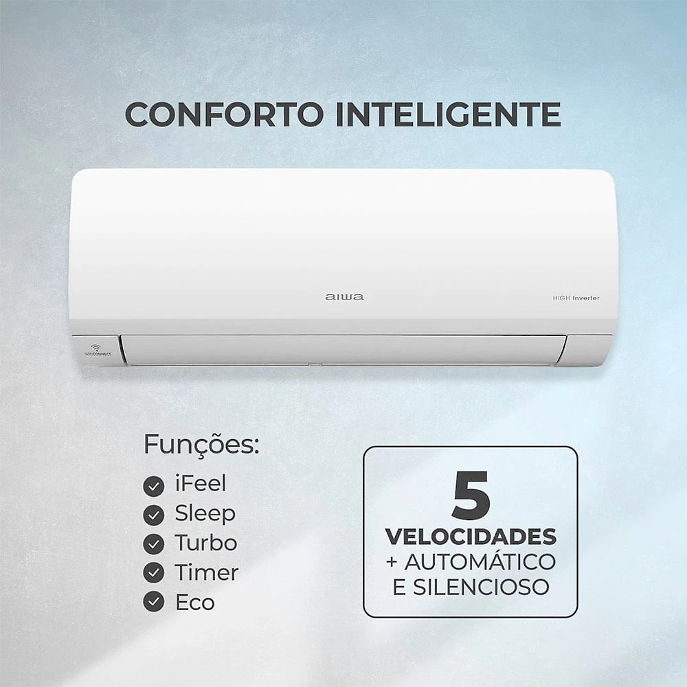 Ar Condicionado Split 9000 BTU's Inverter Externa Aiwa Branca 220V Branco - 220V