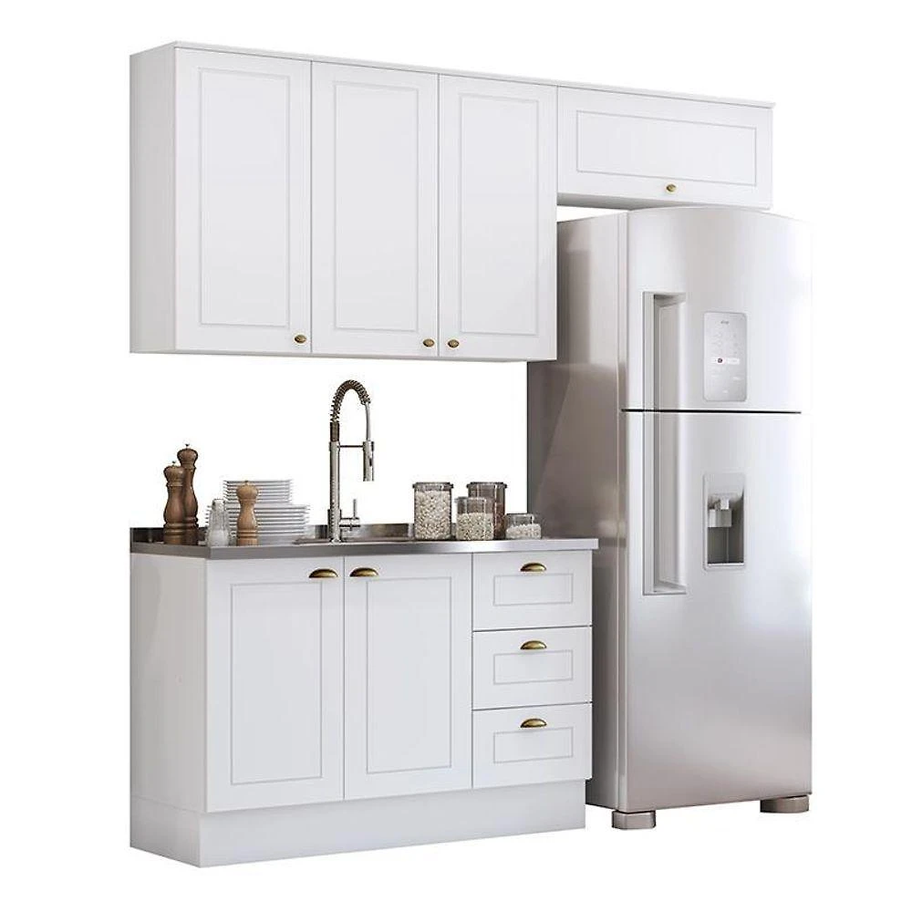 Cozinha Completa Americana 3 Peças Branco - Móveis Henn Branco