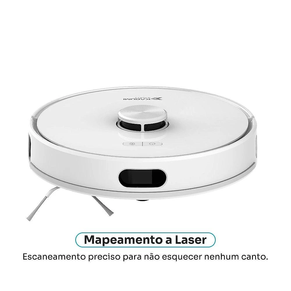 Robô Aspirador de Pó e Passa Pano KABUM! smart K1000 - Mapeamento, MOP rotativo, até 7000PA, APP, Alexa/Google, Bivolt, Branco - KSAR1000BR