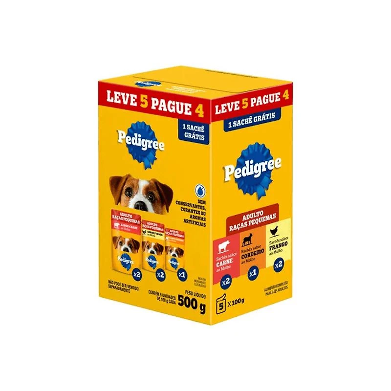 Ração PEDIGREE para Cães Adulto 100g Leve 5 e Pague 4