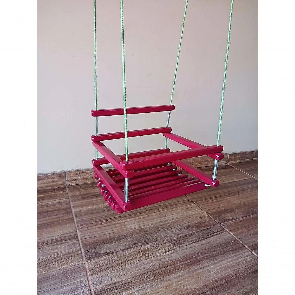 Balanço Gangorra Infantil Madeira 40x35 Rosa Suporta 80kg
