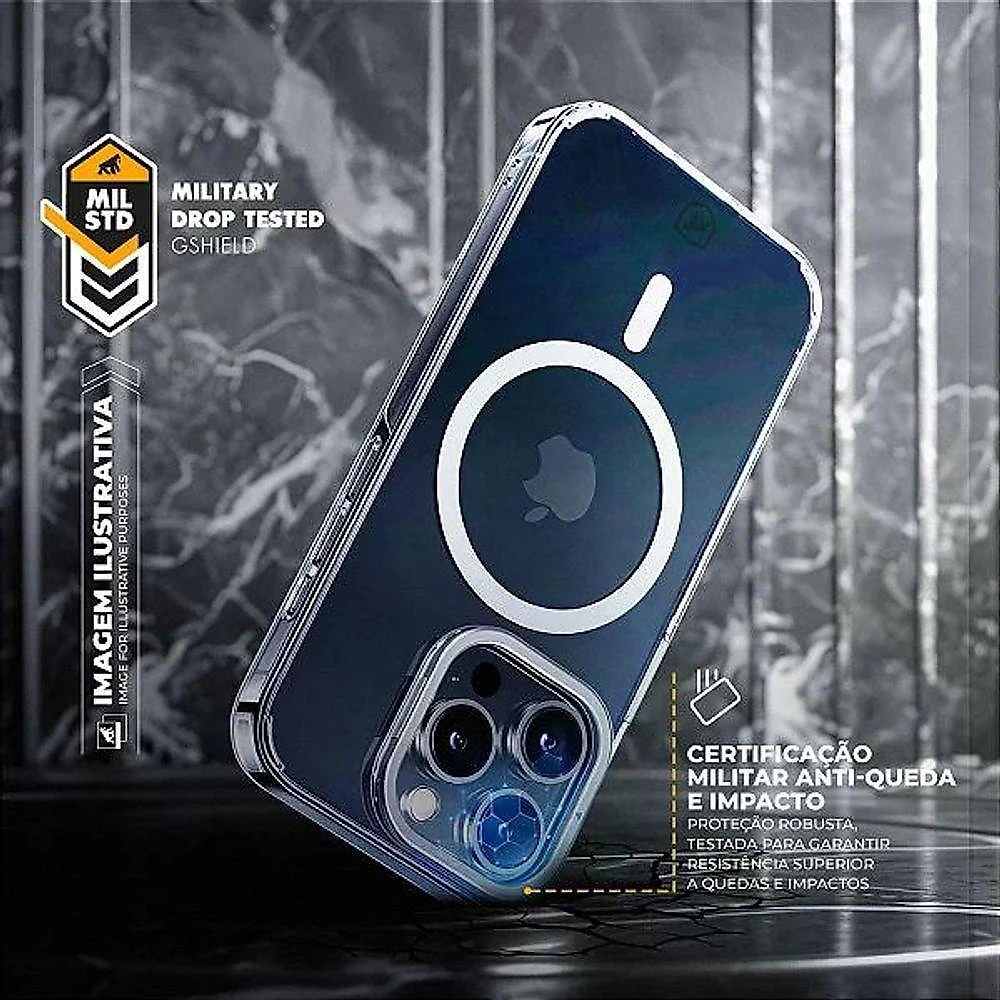 Capa para Iphone 14 Gshield Magsafe Crystal Armor Stand com Proteção Avançada Transparente 1 Unidade