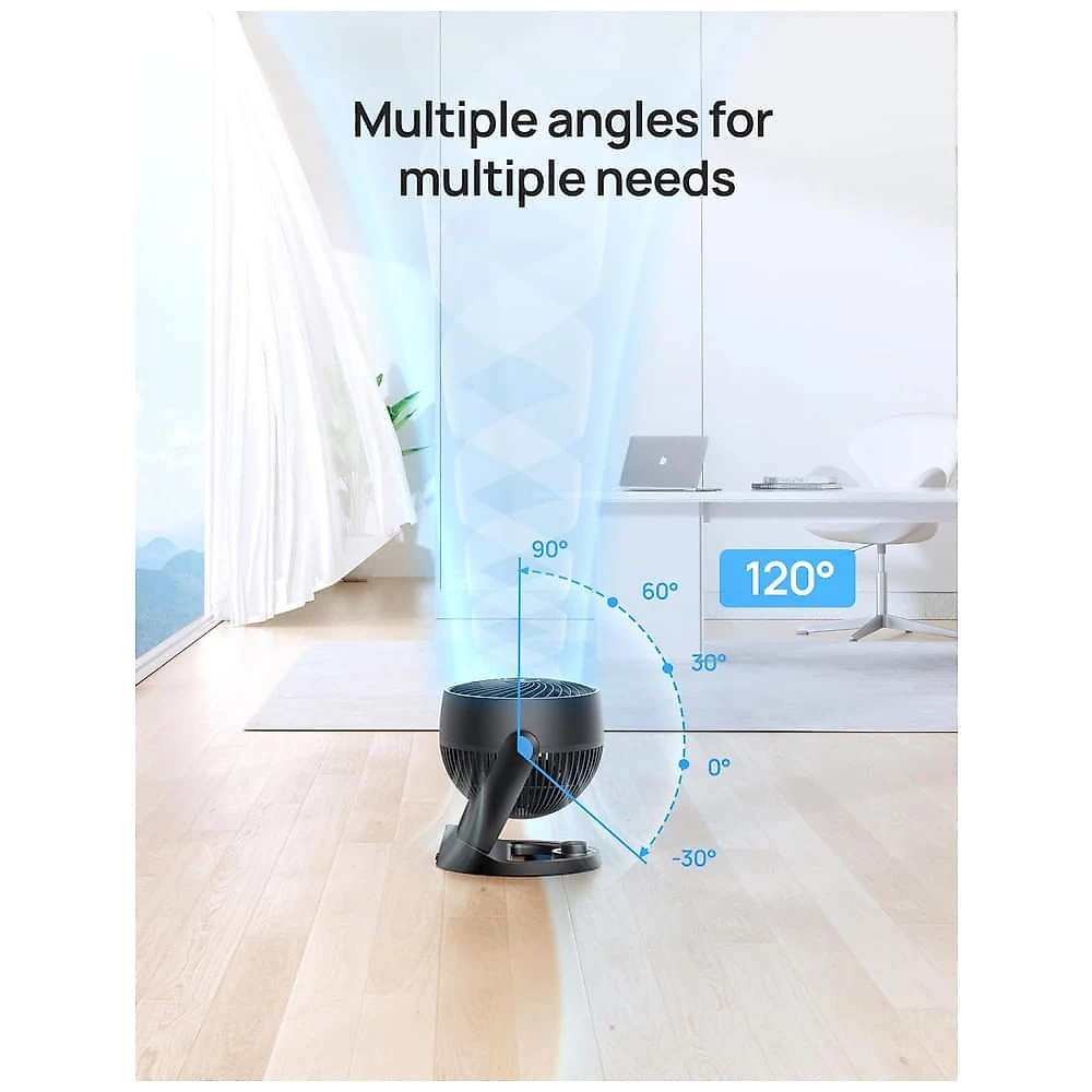 Ventilador de Mesa, Estilo Clássico com 3 Velocidades, Distância Máxima do Ar 21 Metros e Inclinação Ajustável de 120°, 110V, DREO, Preto 110v