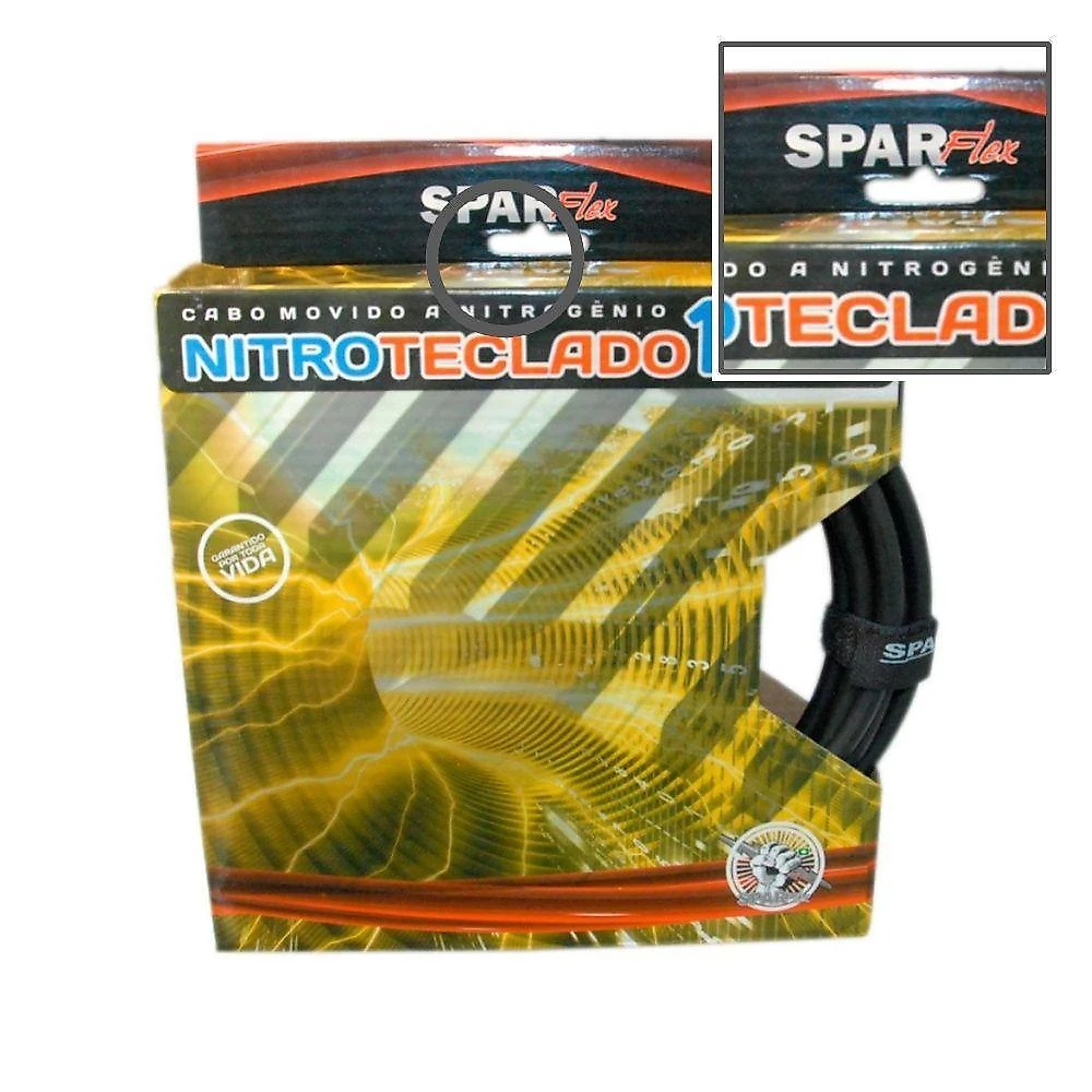 Cabo para Teclado Nitro 100 3m Preto com Transmissão Estável de Sinal Sparflex