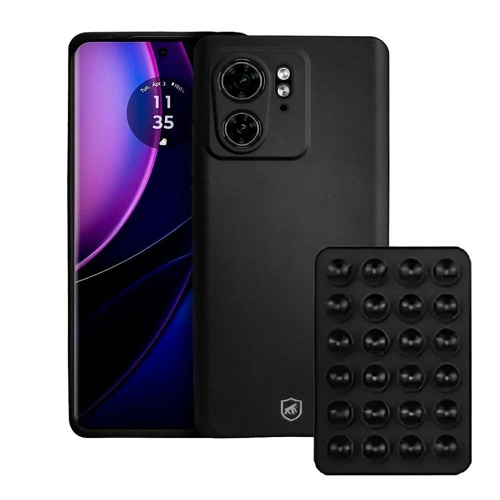 Kit Capa Silicon Veloz Para Moto Edge 40 + Ventosa Preta