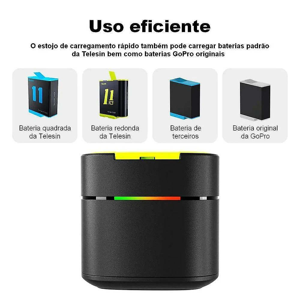 Carregador Duplo Quick Charge Gopro 12-11-10-9 - Telesin
