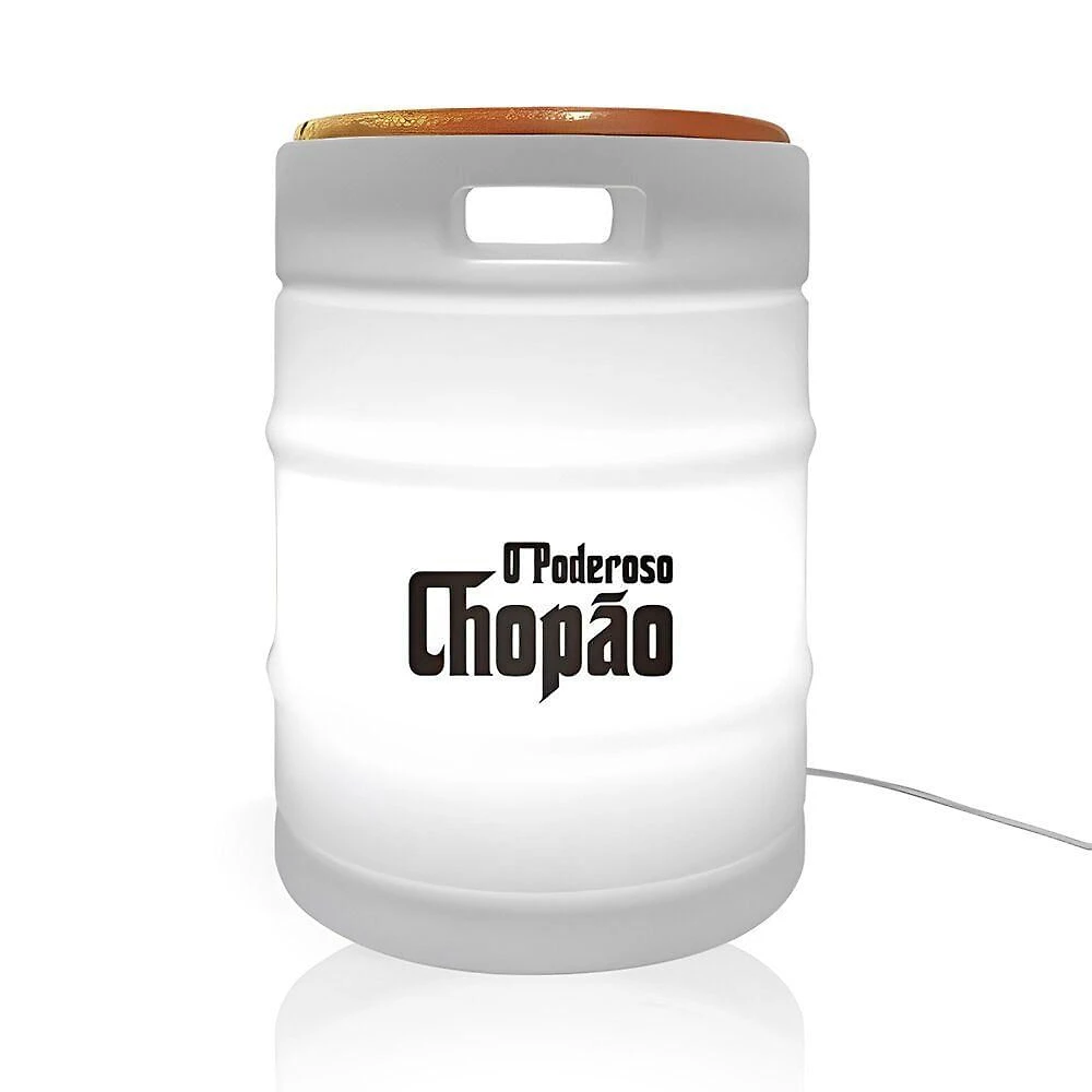 Banco Iluminado o Poderoso Chopão em Polietileno com Madeira Branco Bivolt