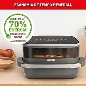 Fritadeira Elétrica Air Fryer Arno Easy Fry Extra AFP4 4L 1700W Painel Digital Preta Inox 110V