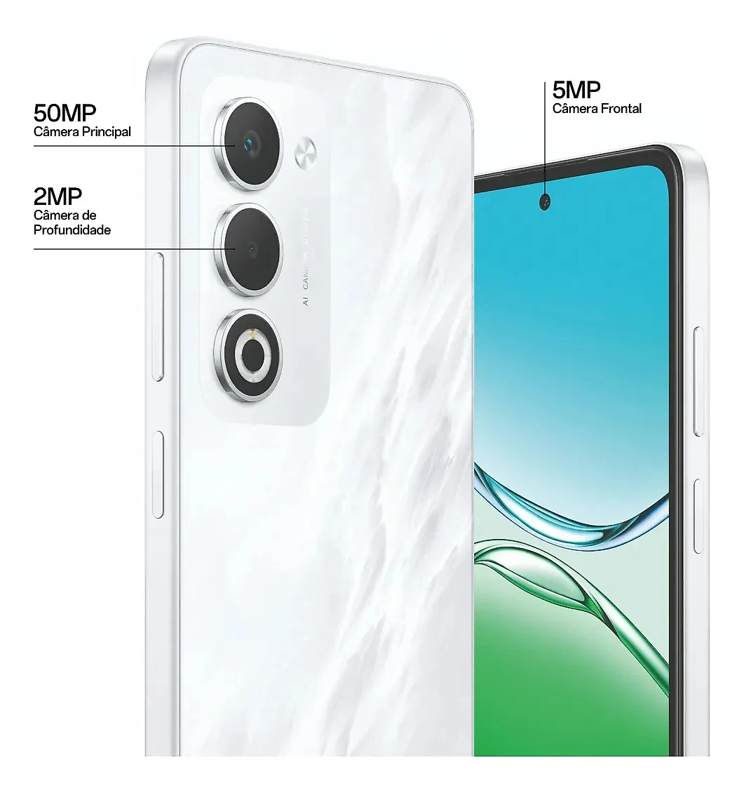 Smartphone OPPO A5 256GB 12GB RAM (6GB + 6GB RAM Virtual) Bateria 6000 mAh Câmera AI 50MP Branco