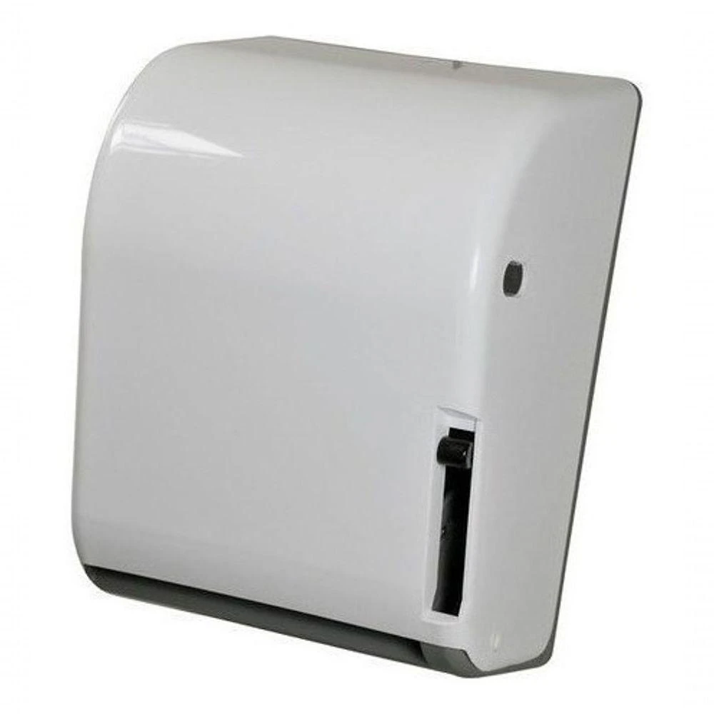 Toalheiro Papel Toalha Bobina N17 ABS com Alavanca e Visor Branco-Cinza Premium Colchões