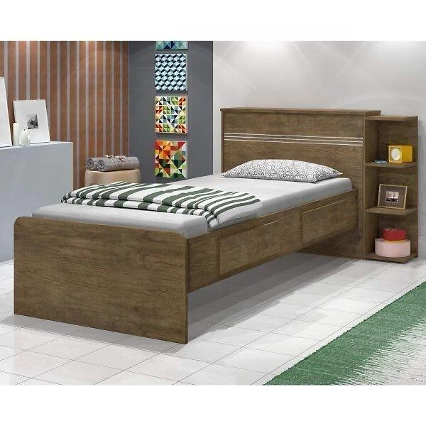 Cama Solteiro Jade com Baú 2 Gavetas