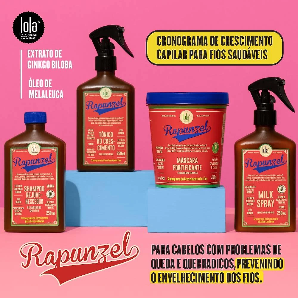Lola cosmetics rapunzel kit com 2x tônicos do crescimento