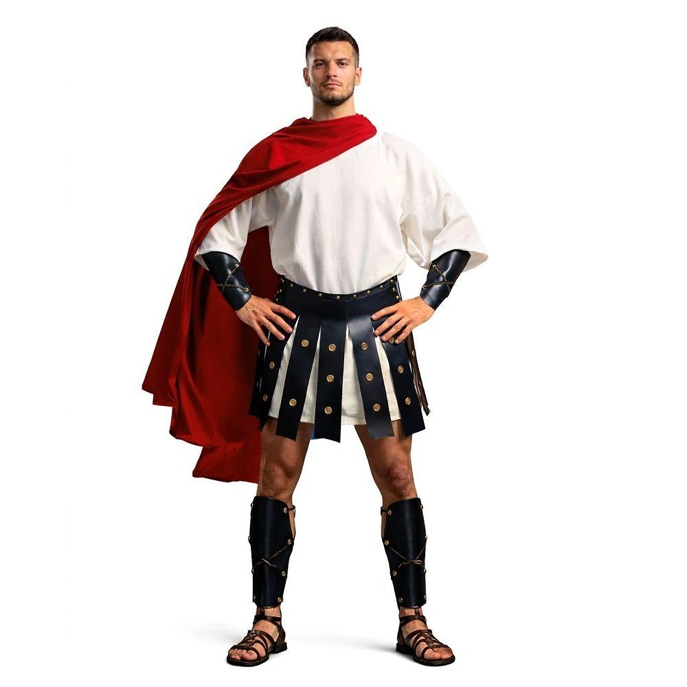 Fantasia Adulta Soldado Romano Luxo com Acessórios Vermelho Masquerade