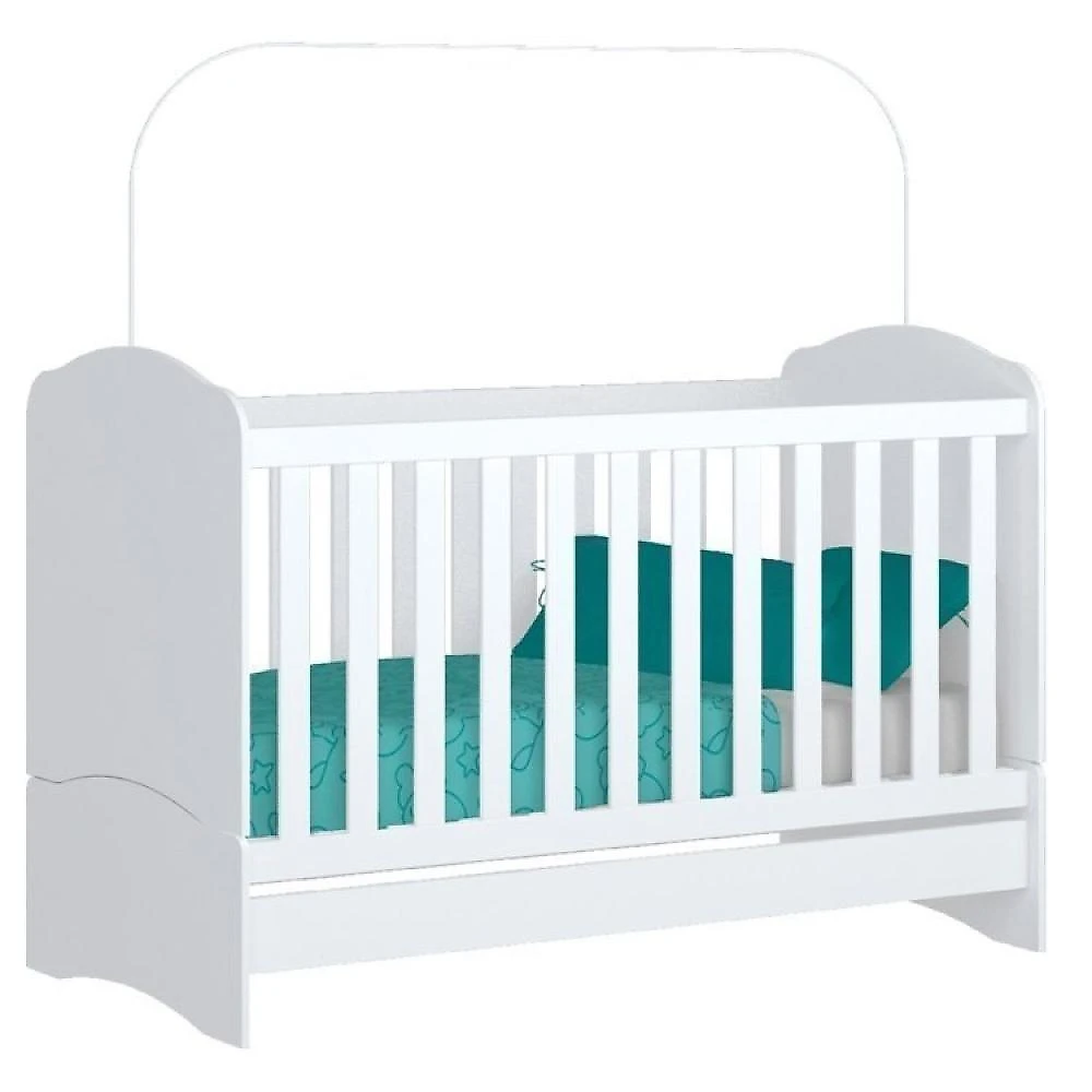 Quarto de Bebê com 1 Guarda Roupa 1 Cômoda e Berço 3 em 1 Abracadabra Espresso Móveis Branco
